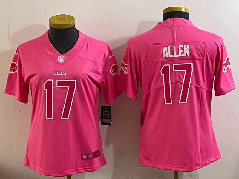 Youth Buffalo Bills 17 Allen pink Nike 2025 Limited MLB Jersey 006